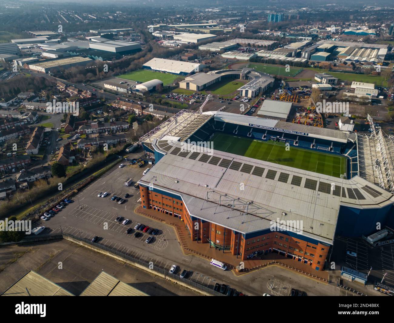 Sede del West Brom Football Club, il drone aereo Hawthorns Birds Eye View Foto Stock