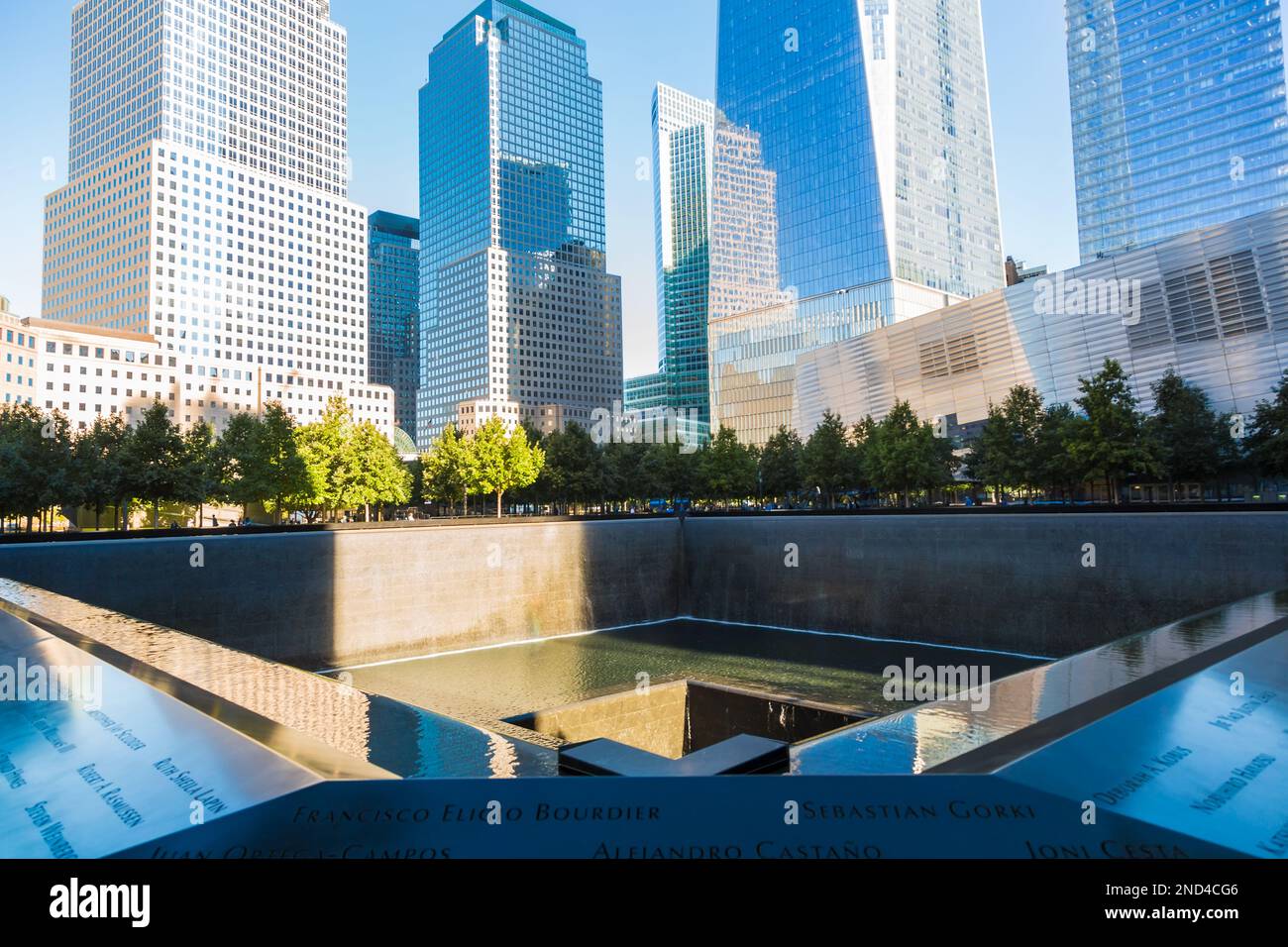 9/11 Twin Towers Memorial, Manhattan, New York, Stati Uniti Foto Stock