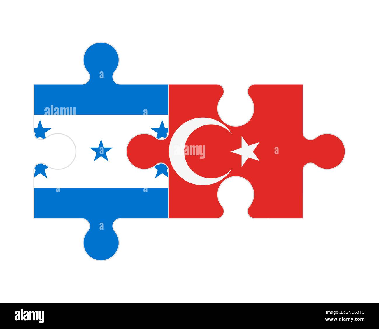 Puzzle connesso di bandiere di Honduras e Turchia, vettore Illustrazione Vettoriale