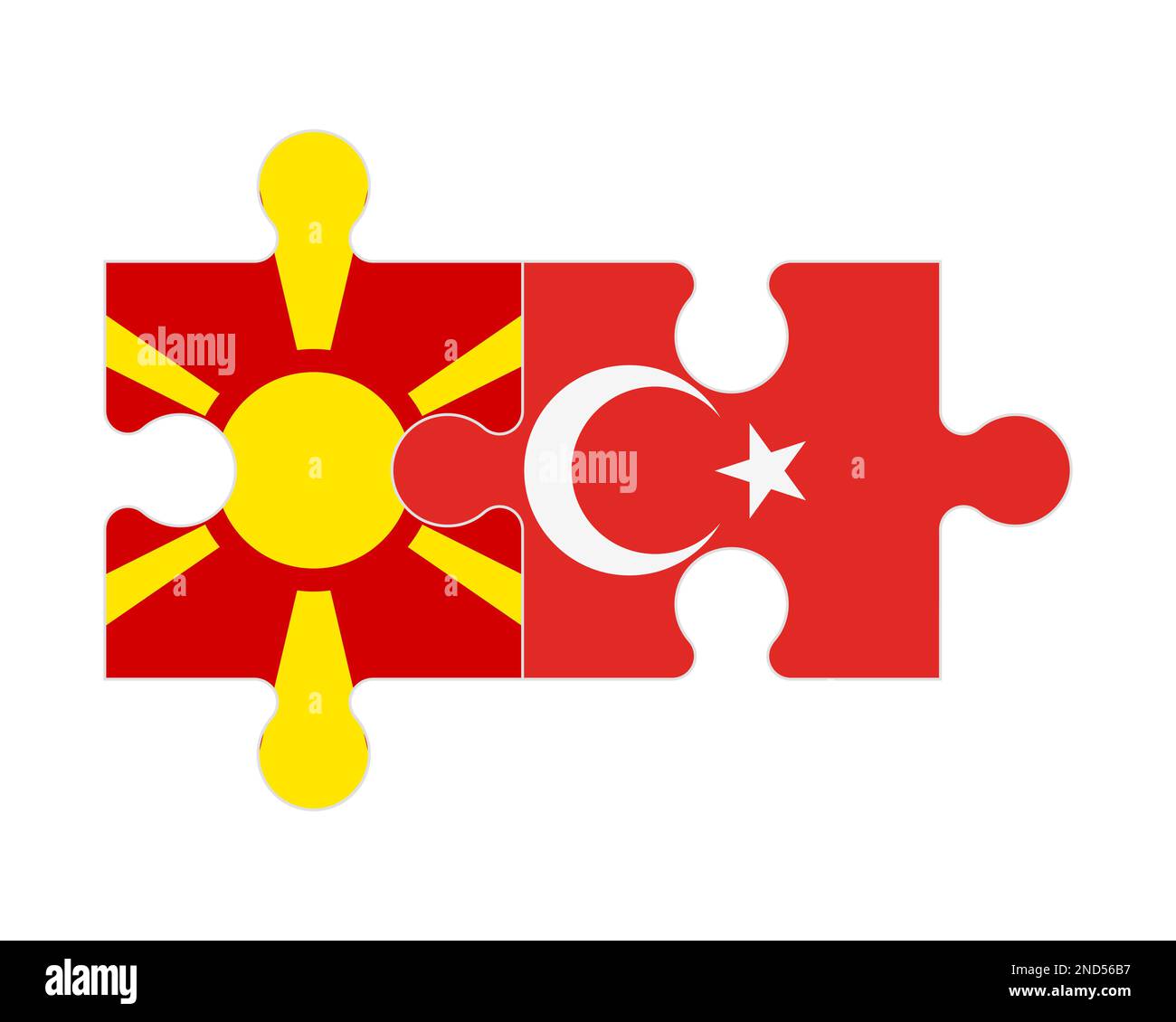 Puzzle connesso di bandiere del Nord Macedonia e Turchia, vettore Illustrazione Vettoriale