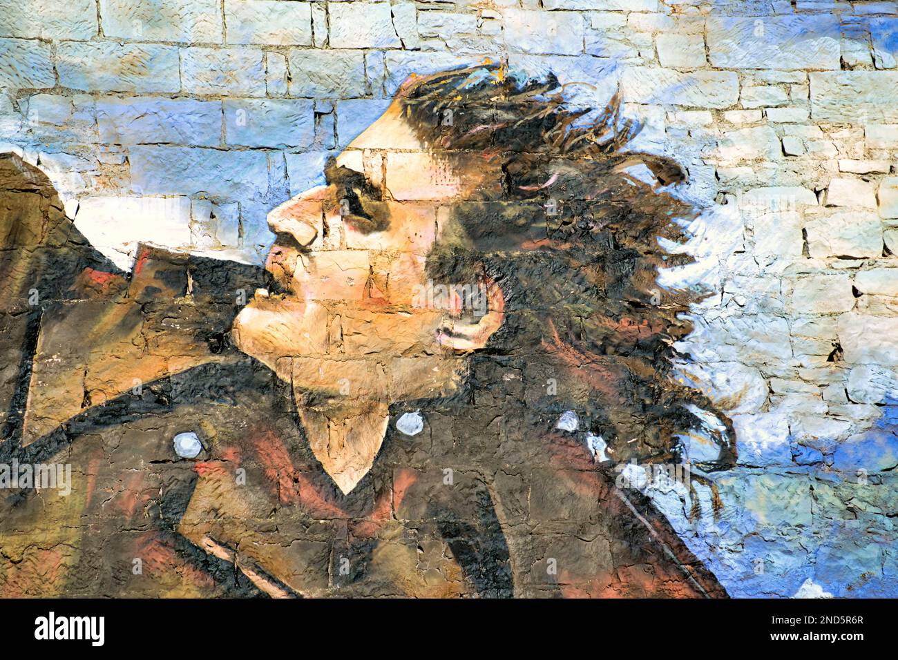 Primo piano del murale di Billy Connolly dr Connolly presumo di Jack Vettriano Foto Stock