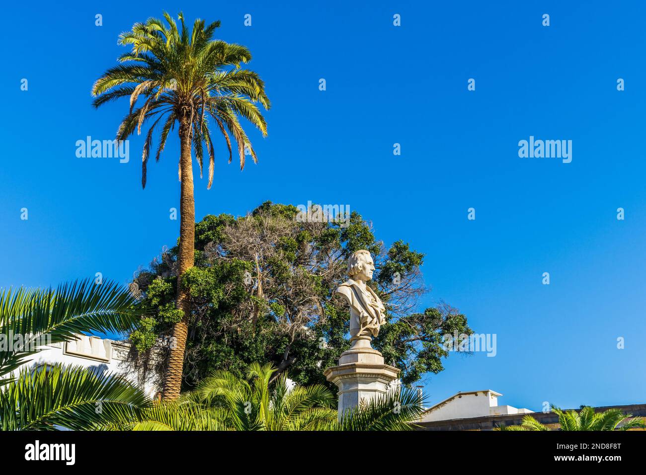 Las Palmas, Spagna, 21 dicembre 2022. Statua di Cristobal Colon a Las Palmas, Gran Canaria, Spagna Foto Stock