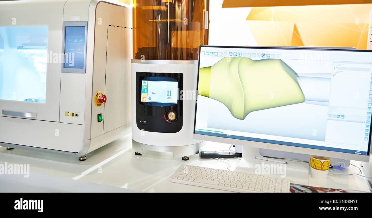 3D stampante e fresatrice per odontoiatria Foto Stock