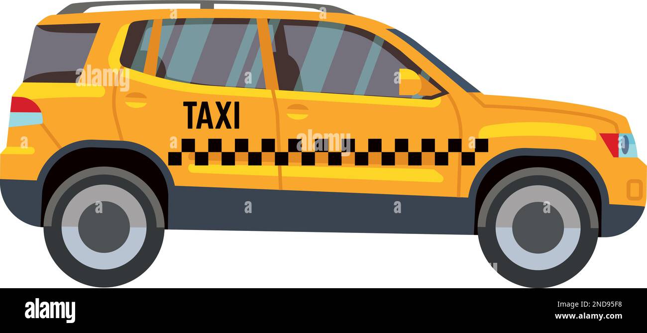 Crossover giallo con motivo a scacchi. Servizio taxi auto Illustrazione Vettoriale