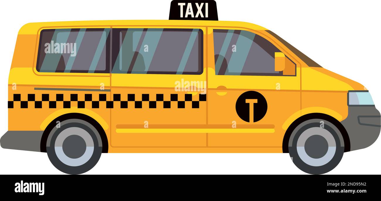 Vista laterale furgone giallo. Servizio taxi cargo Illustrazione Vettoriale