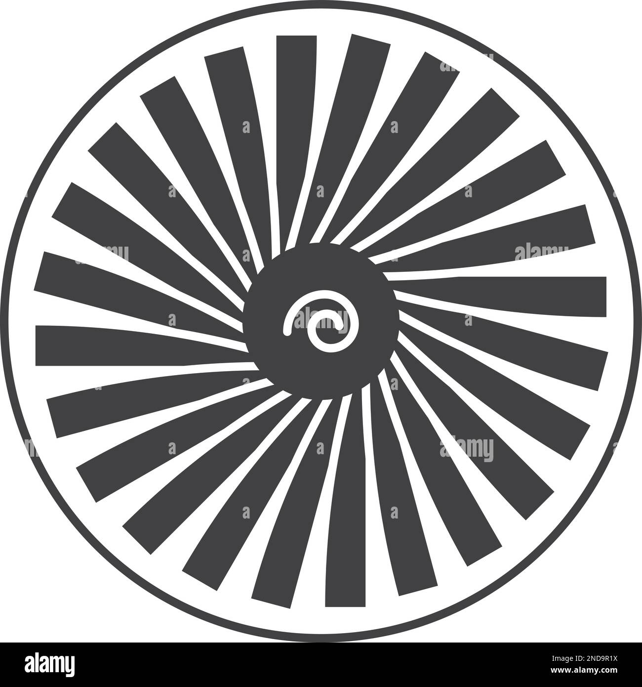 Icona pale della ventola in rotazione. Girante del motore a getto nero Illustrazione Vettoriale