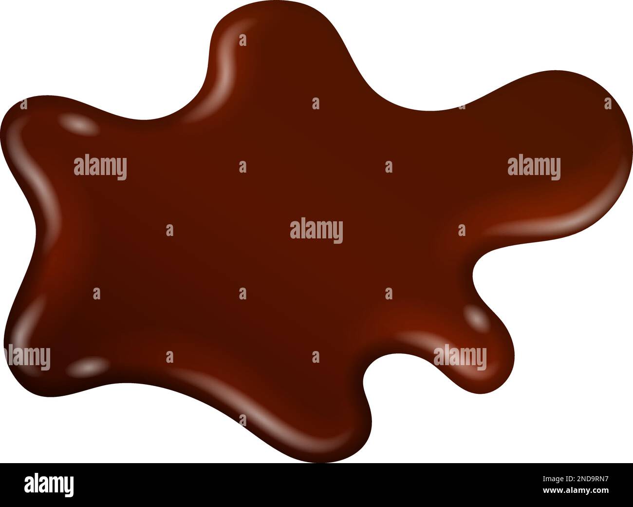 Spruzzi di salsa marrone. Liquido cioccolato dolce blob Illustrazione Vettoriale