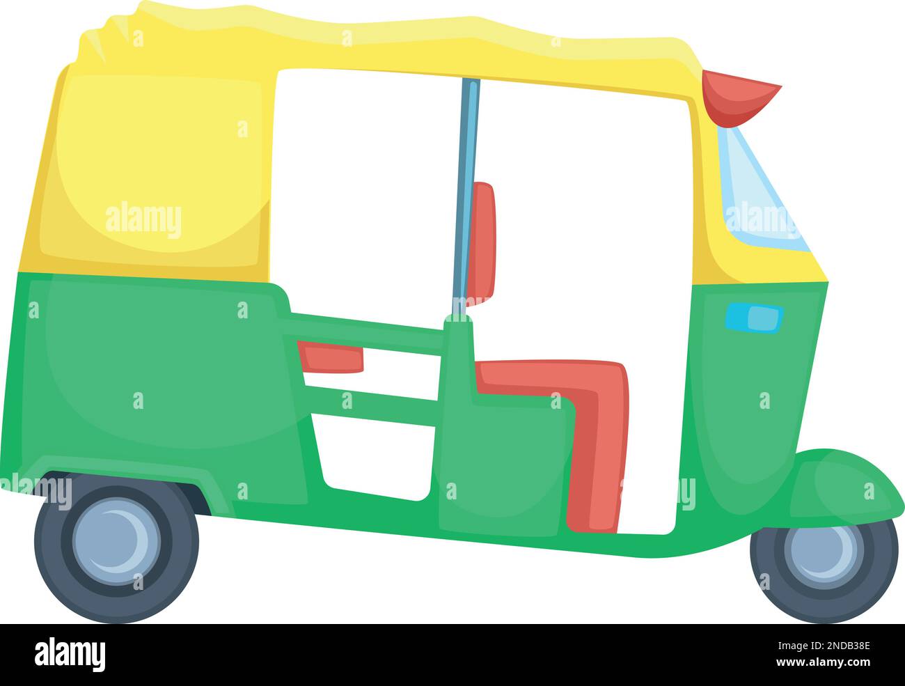 Trasporto passeggeri in Asia. Vista laterale del cartoon taxi Illustrazione Vettoriale