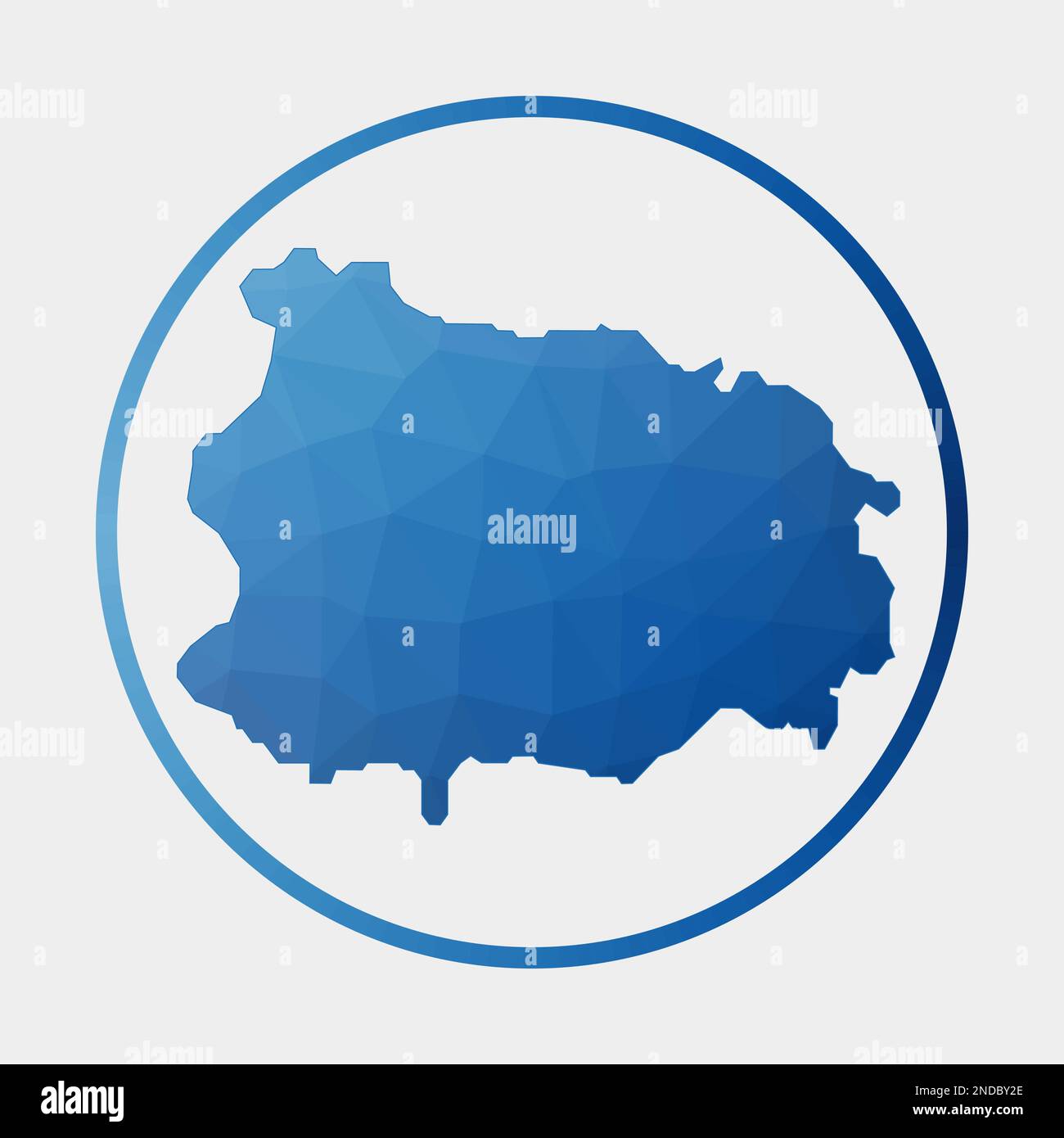 Ischia icona. Mappa poligonale dell'isola in anello gradiente. Rotonda basso segno di poli Ischia. Illustrazione vettoriale. Illustrazione Vettoriale
