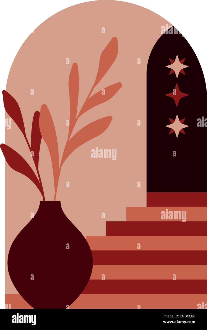 Scale marocchine in stile trendy. Poster bohémien d'arte Illustrazione Vettoriale