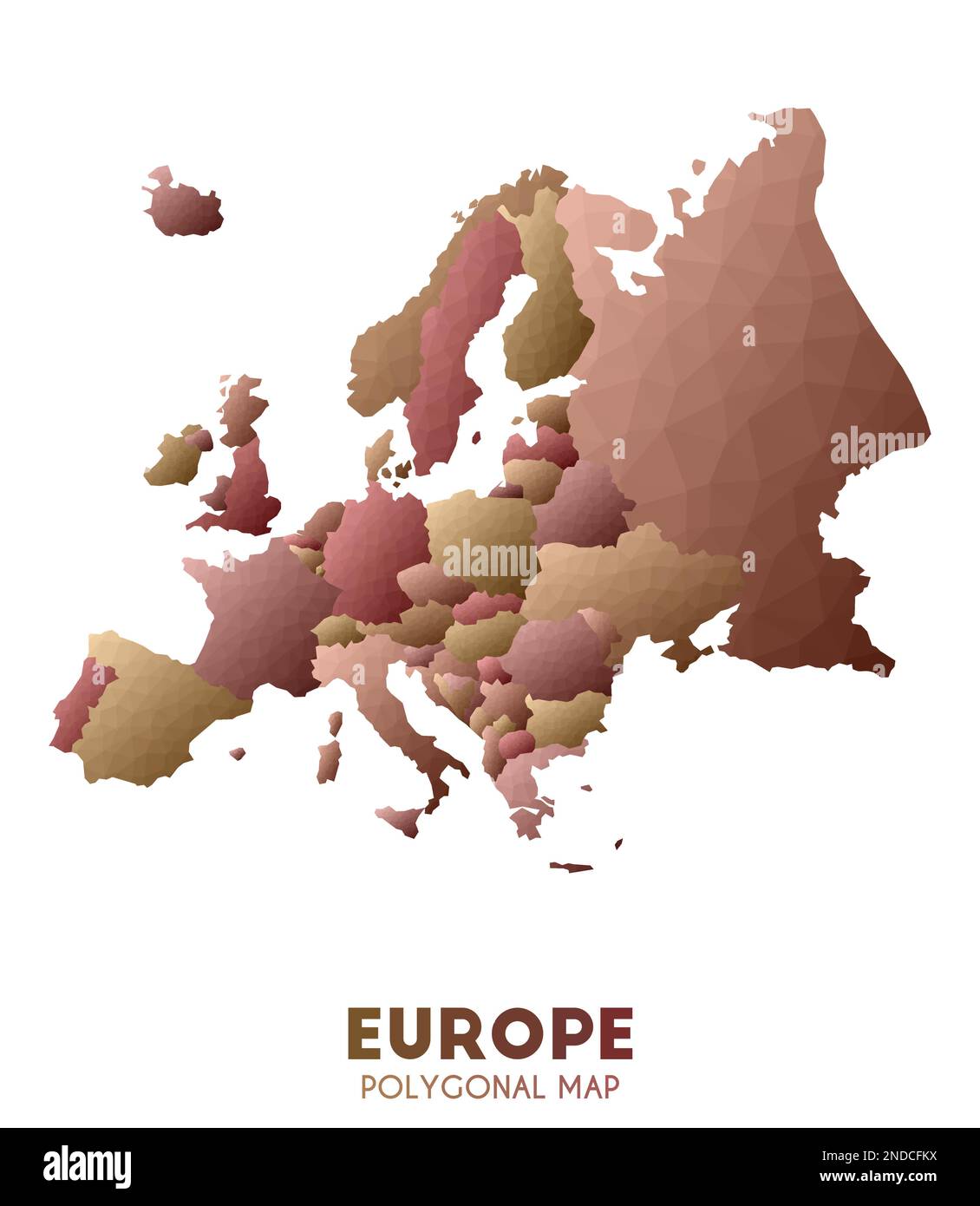 Mappa Europa. attuale mappa del continente di stile polico basso. Meravigliosa illustrazione vettoriale. Illustrazione Vettoriale