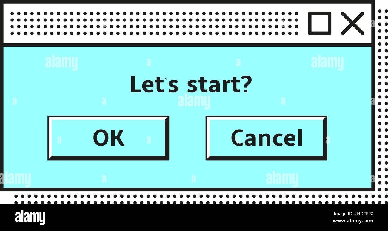 Finestra interfaccia computer retro. Modello messaggio di conferma Illustrazione Vettoriale