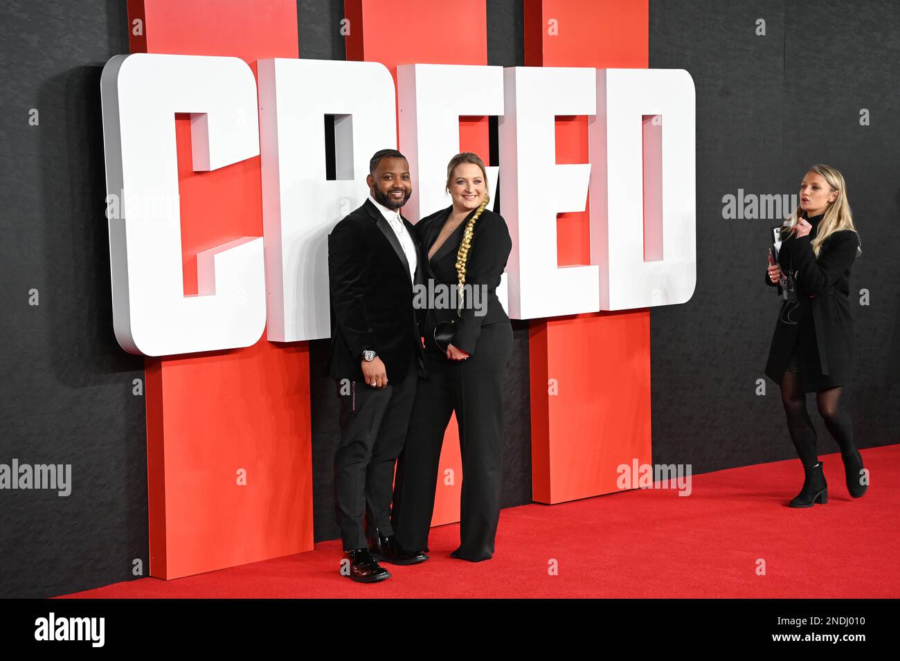 Londra, Regno Unito. 15th febbraio 2023JB Gill, Chloe Tangney partecipa alla Warner Bros la prima europea di CREED III, Cineworld Leicester Square, Londra, Regno Unito. Data foto: 15th febbraio 2023. Credit: Vedi li/Picture Capital/Alamy Live News Foto Stock