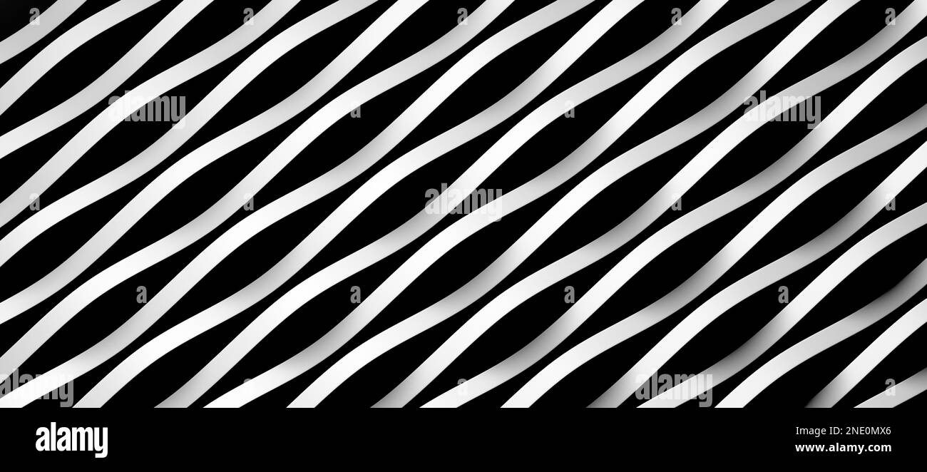 Un'illustrazione delle linee curve in bianco e nero in movimento, perfetta per sfondi e sfondi Foto Stock