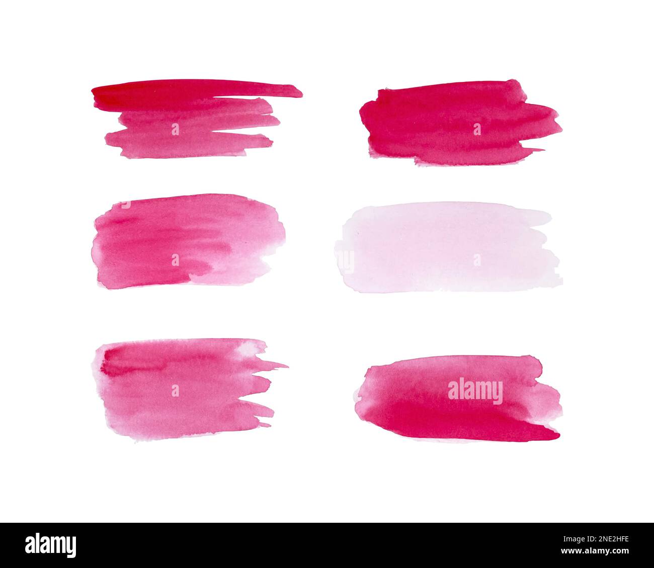 Imposta i tratti rosa del pennello acquerello per il design. Rossetto rosa, cosmetici, bellezza. Illustrazione vettoriale Illustrazione Vettoriale