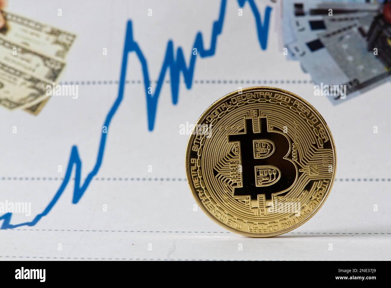 Bitcoin Trading nel mondo - Bitcoin und der Handel mit Kryptowährung weltweit - Bitcoin an der Börse Foto Stock