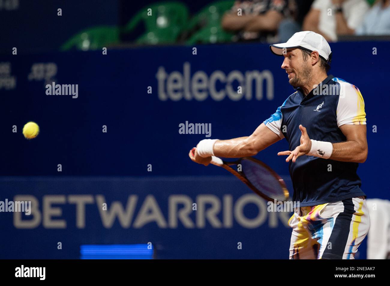 Buenos Aires, Argentina. 15th Feb, 2023. Dusan Lajovic di Serbia in azione durante il turno sedici singoli dell'ATP 250 Argentina Open 2023 partita contro Camilo Ugo Carabelli di Argentina al Buenos Aires Lawn Tennis Club. Punteggio finale; Camilo Ugo Carabelli 0:2 Dusan Lajovic Credit: SOPA Images Limited/Alamy Live News Foto Stock