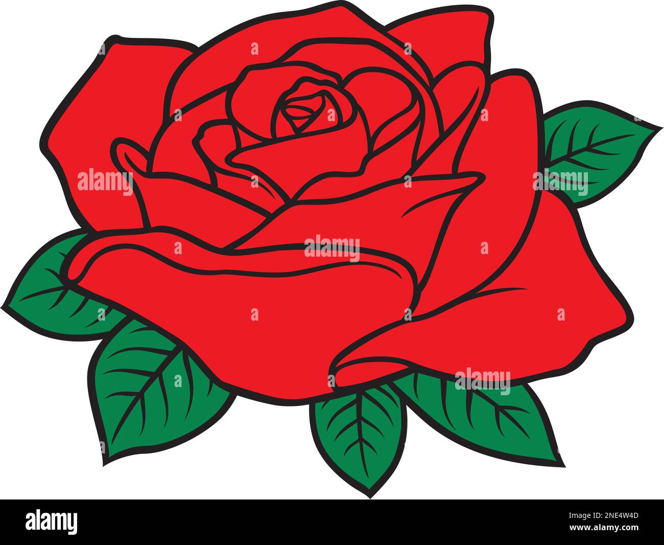 Rosa fiore rosso. Illustrazione vettoriale. Illustrazione Vettoriale
