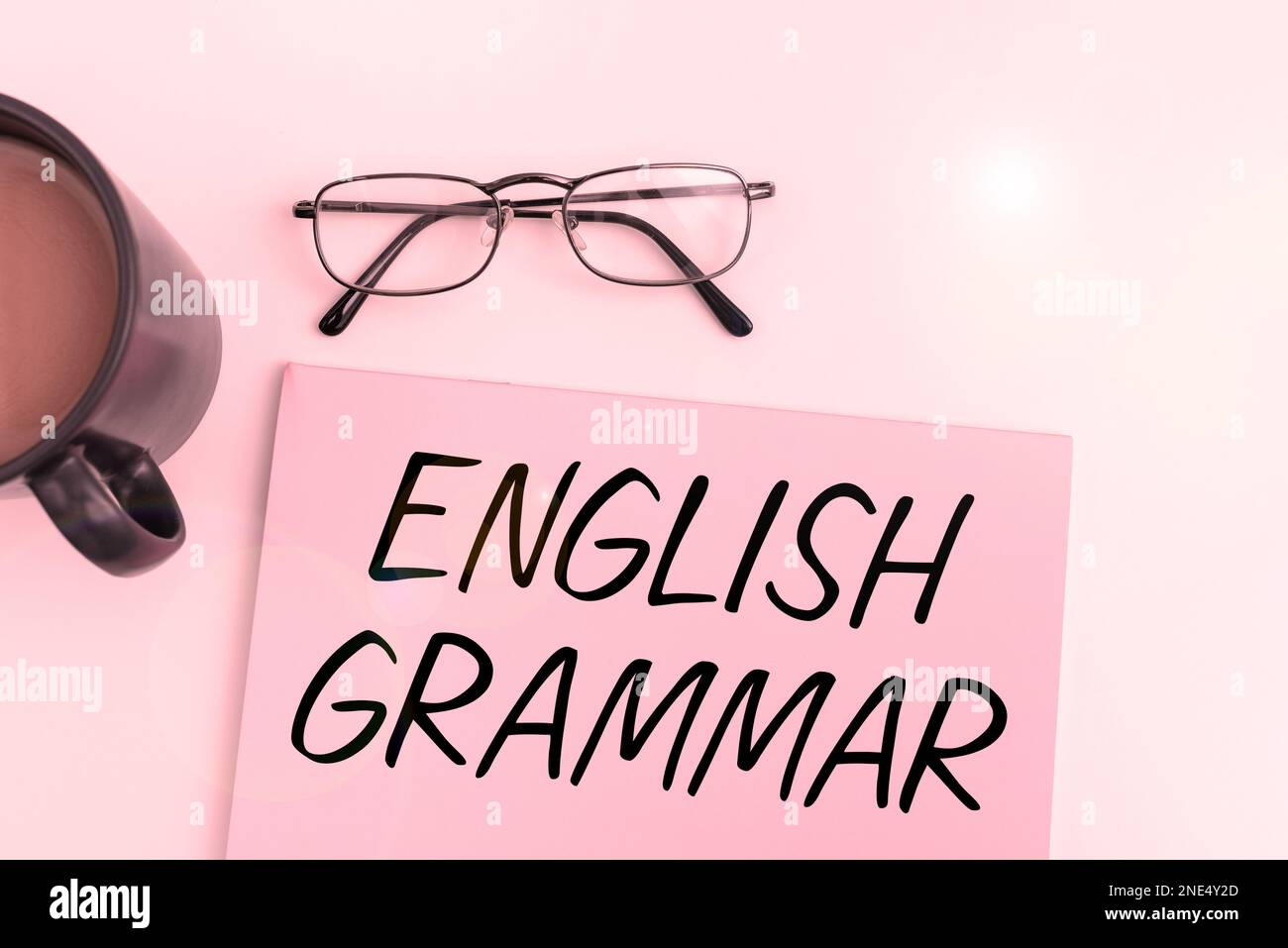 Didascalia di testo con grammatica inglese. I corsi Word for coprono tutti i livelli di lingua e scrittura in inglese Foto Stock