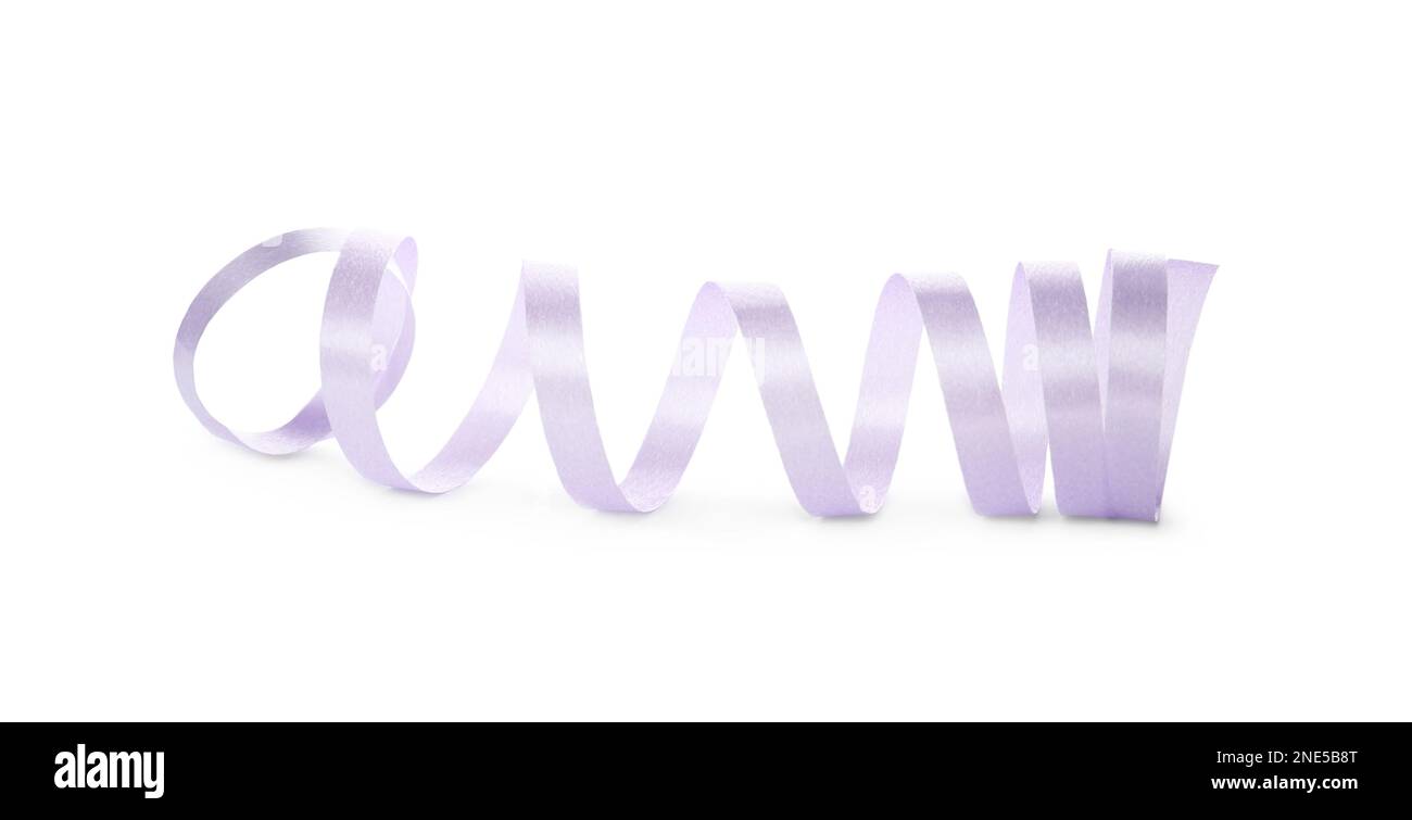 Streamer a serpentina viola isolato su bianco. Elemento party Foto Stock