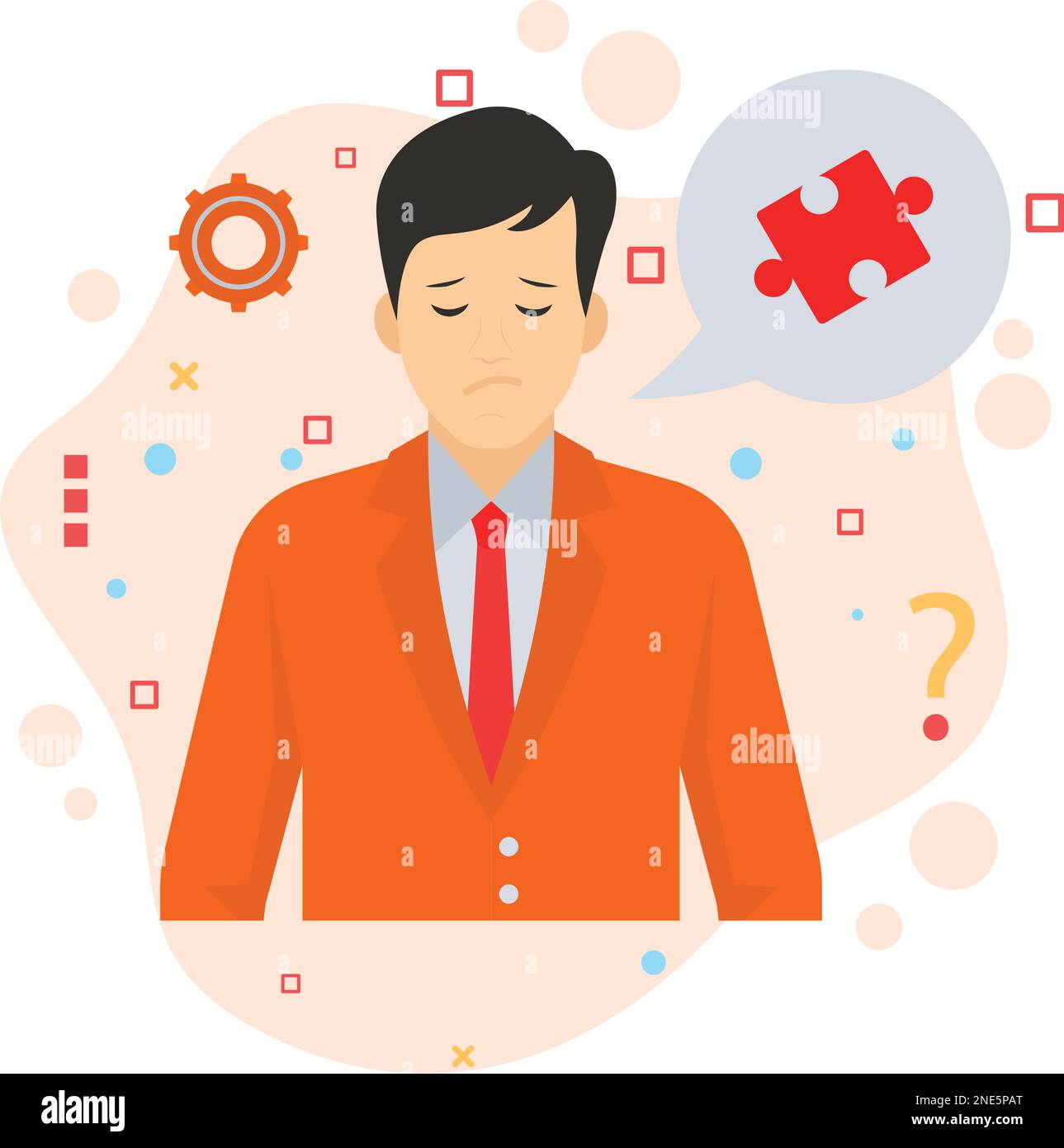 Avatar critico, dipendente come puzzle puzzle design icona colore vettoriale, illustrazione di stock personaggi aziendali, risoluzione dei problemi membri dello staff Conc Illustrazione Vettoriale