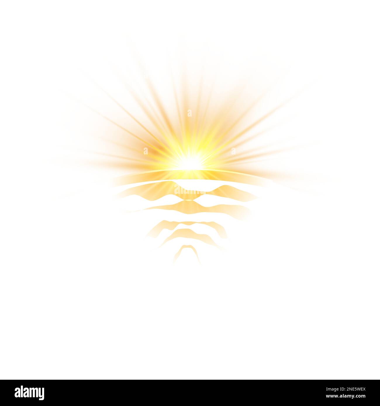 Alba, alba. Effetto luce brillante, esplosione, glitter, scintilla, flash sole. Illustrazione vettoriale. Illustrazione Vettoriale