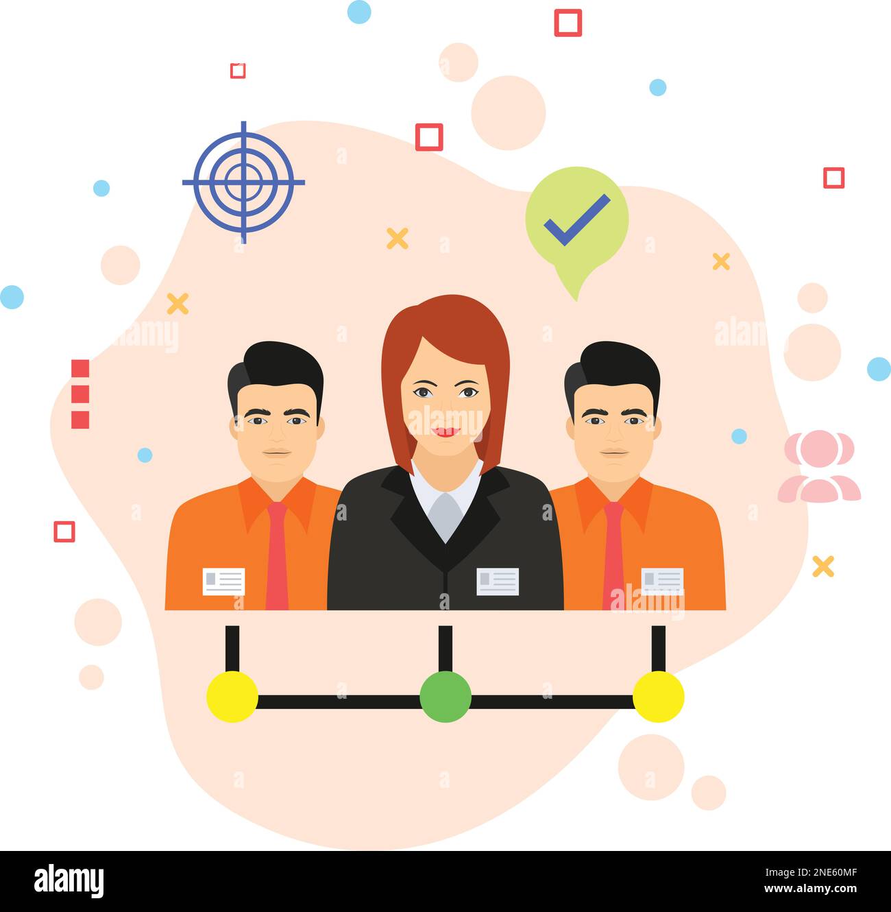 Concetto di classificazione e gradi di lavoro, segno di valutazione delle prestazioni dei dipendenti, simbolo hrm, valutazione del lavoro disegno delle icone a colori vettoriali, stock di caratteri aziendali Illustrazione Vettoriale