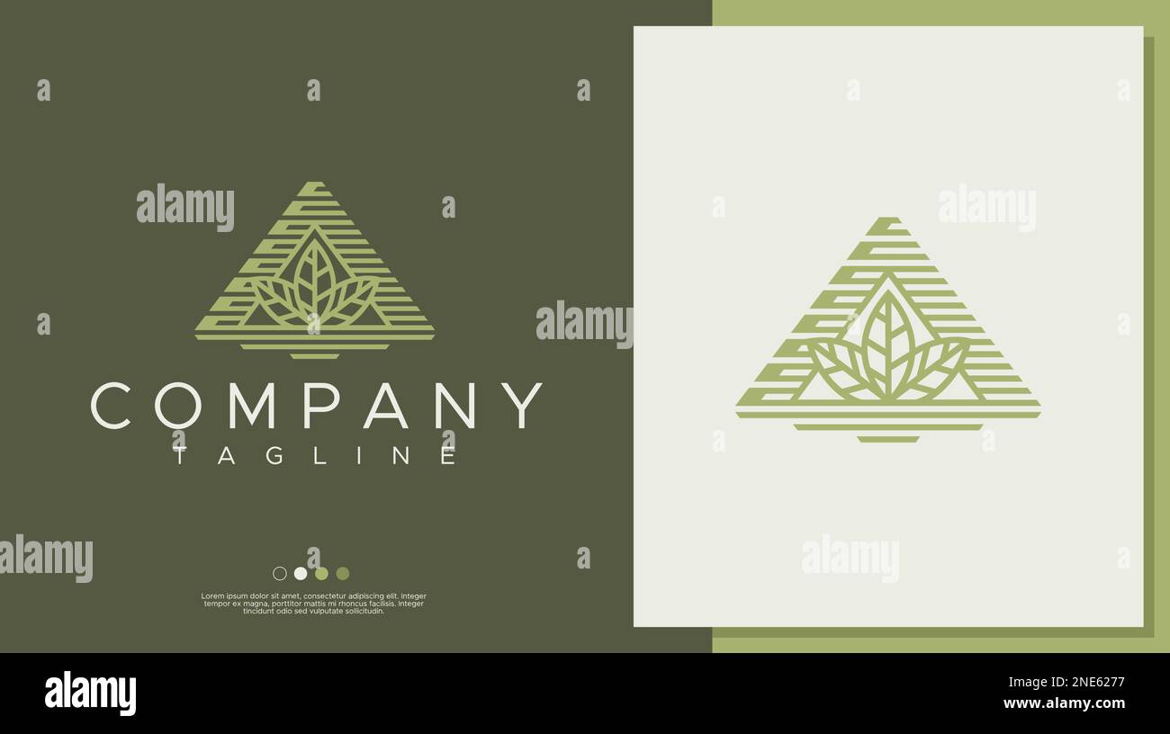 Natura Un vettore di disegno di marchio della lettera. Linea moderna Modello grafico con logo a foglia. Illustrazione Vettoriale