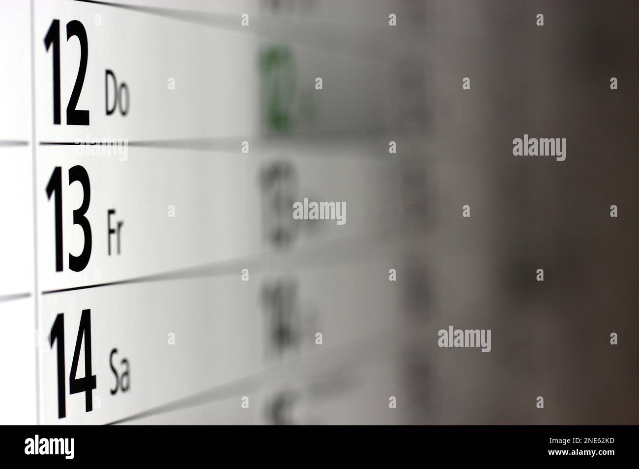 Calendario degli anni, venerdì 13 Foto Stock
