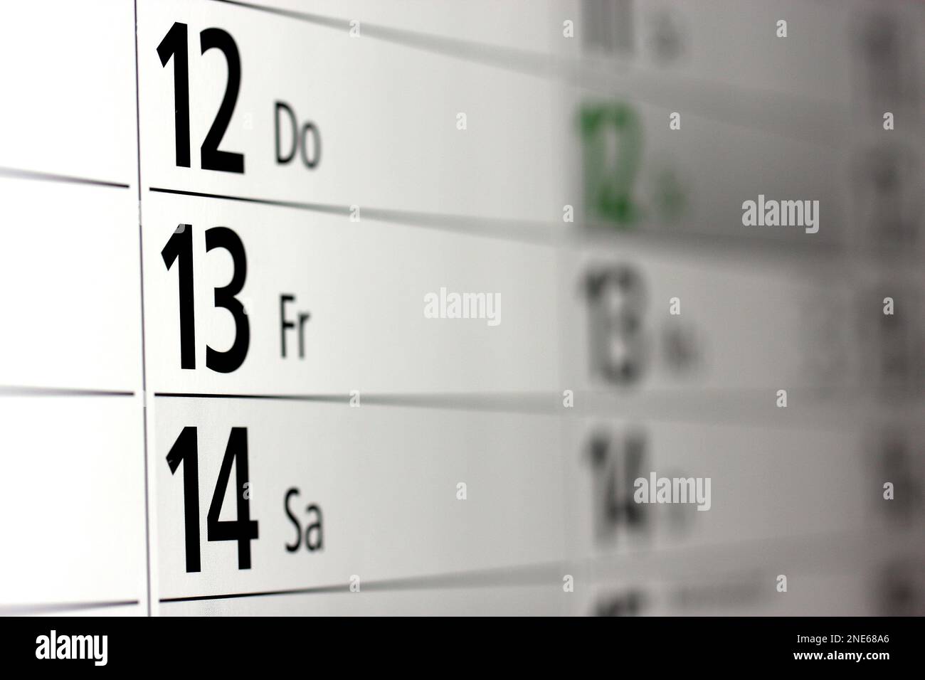 Calendario degli anni, venerdì 13 Foto Stock