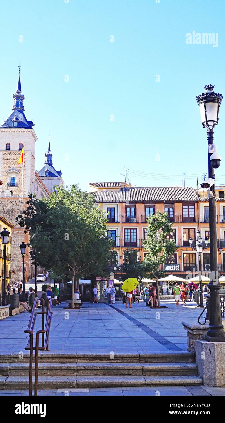 Panoramica di Toledo, Castilla la Mancha, Spagna, Europa Foto Stock