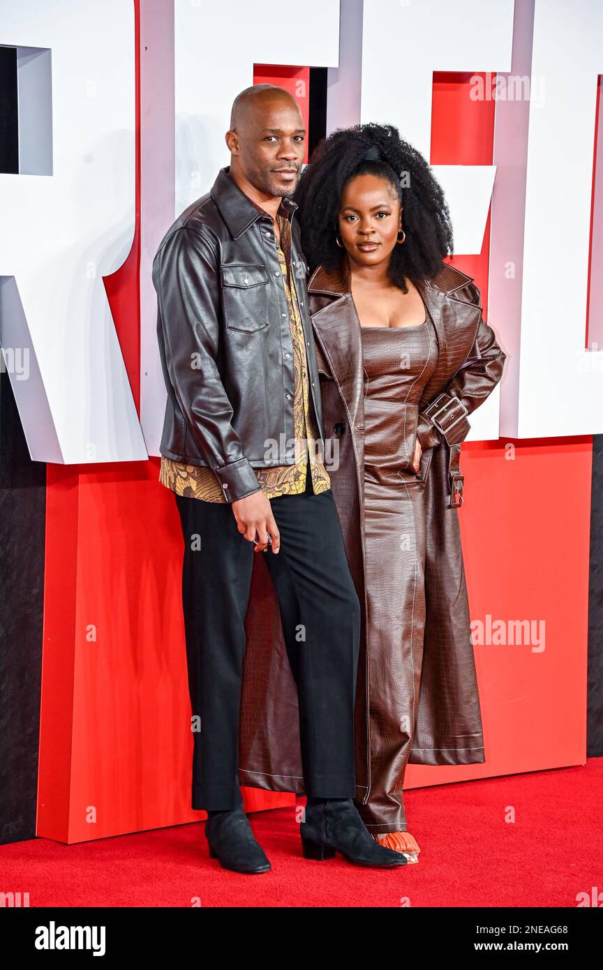 Londra, Regno Unito. 15th Feb, 2023. Mikey Adekunle Abegunde e Tolani Shoneye sono presenti alla Warner Bros, la prima europea DI CREED III, Cineworld Leicester Square, Londra, Regno Unito. Data foto: 15th febbraio 2023. Credit: Vedi li/Picture Capital/Alamy Live News Foto Stock