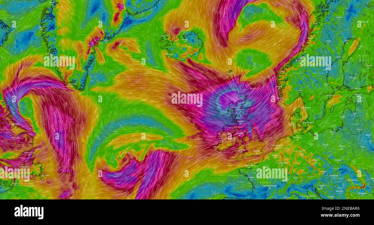 Mappa della germania 2023 immagini - Dresda Germania 17 Febbraio 2023 Mappa Della Costa Europea Dell Oceano Atlantico Il Servizio Web Di Windy Weather Che Mostra Una Forte Tempesta Chiamata Otto E Approa 2nebar6 
