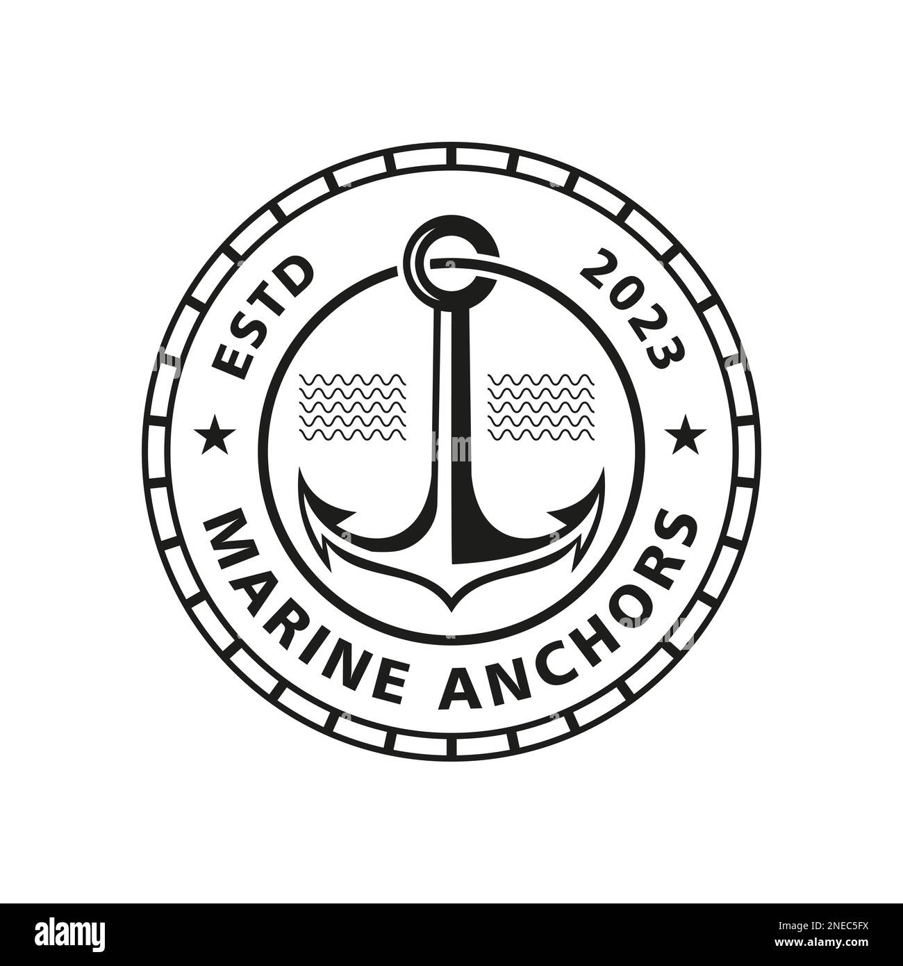 Classico vintage retro Country Emblem Anchor Strap per Sailor Typoography logo ispirazione logo design, emblema, simbolo, distintivo, etichetta, tappo Illustrazione Vettoriale