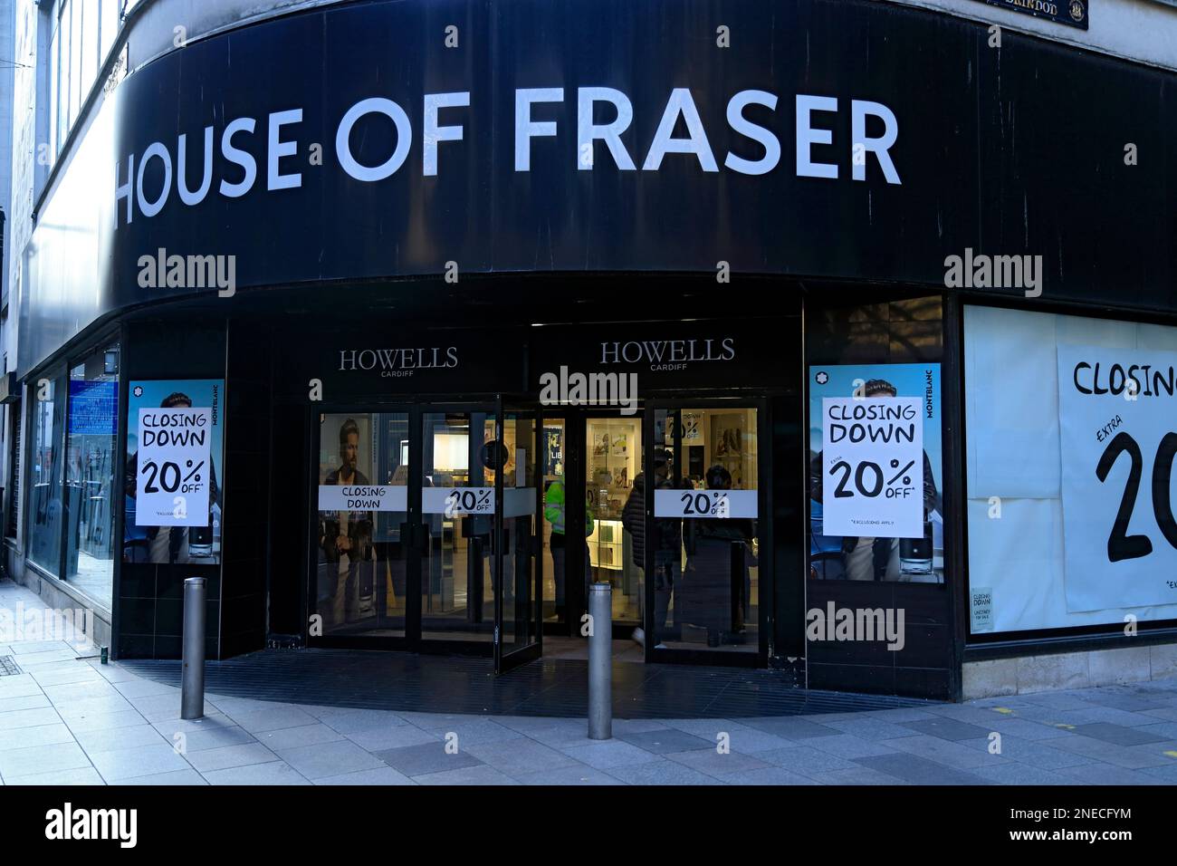 Chiusura della vendita, Howells Department Store fa parte del gruppo House of Fraser, Cardiff, Galles del Sud. Foto Stock