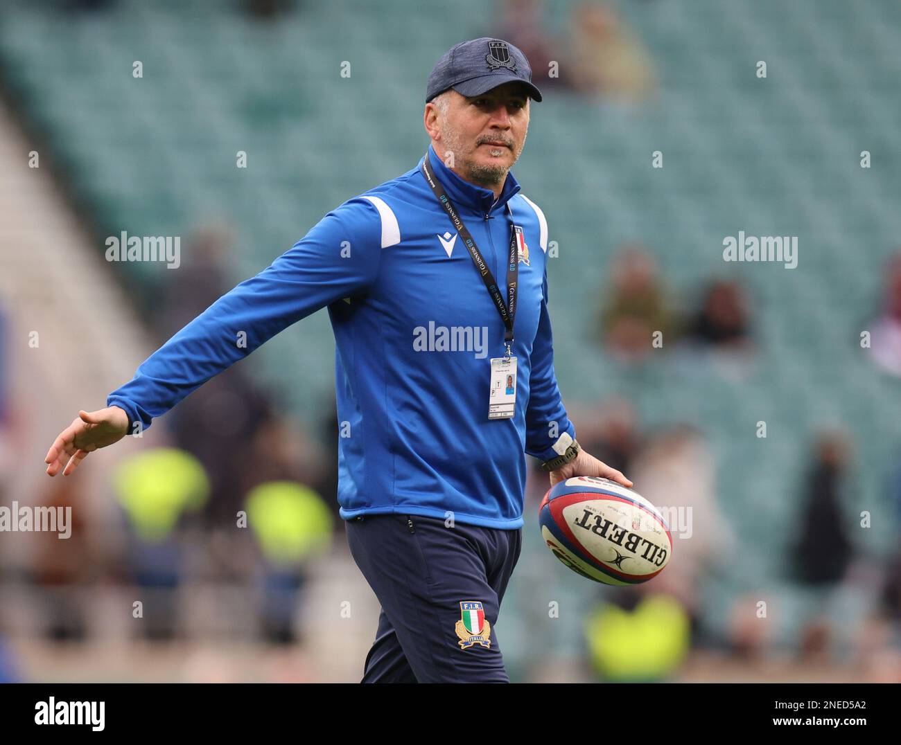 Riccardo di Maio Data Analyst FIR Federazione Italiana Rugby durante il secondo round del Campionato sei Nazioni 2023 tra Inghilterra e Italia al Tw Foto Stock