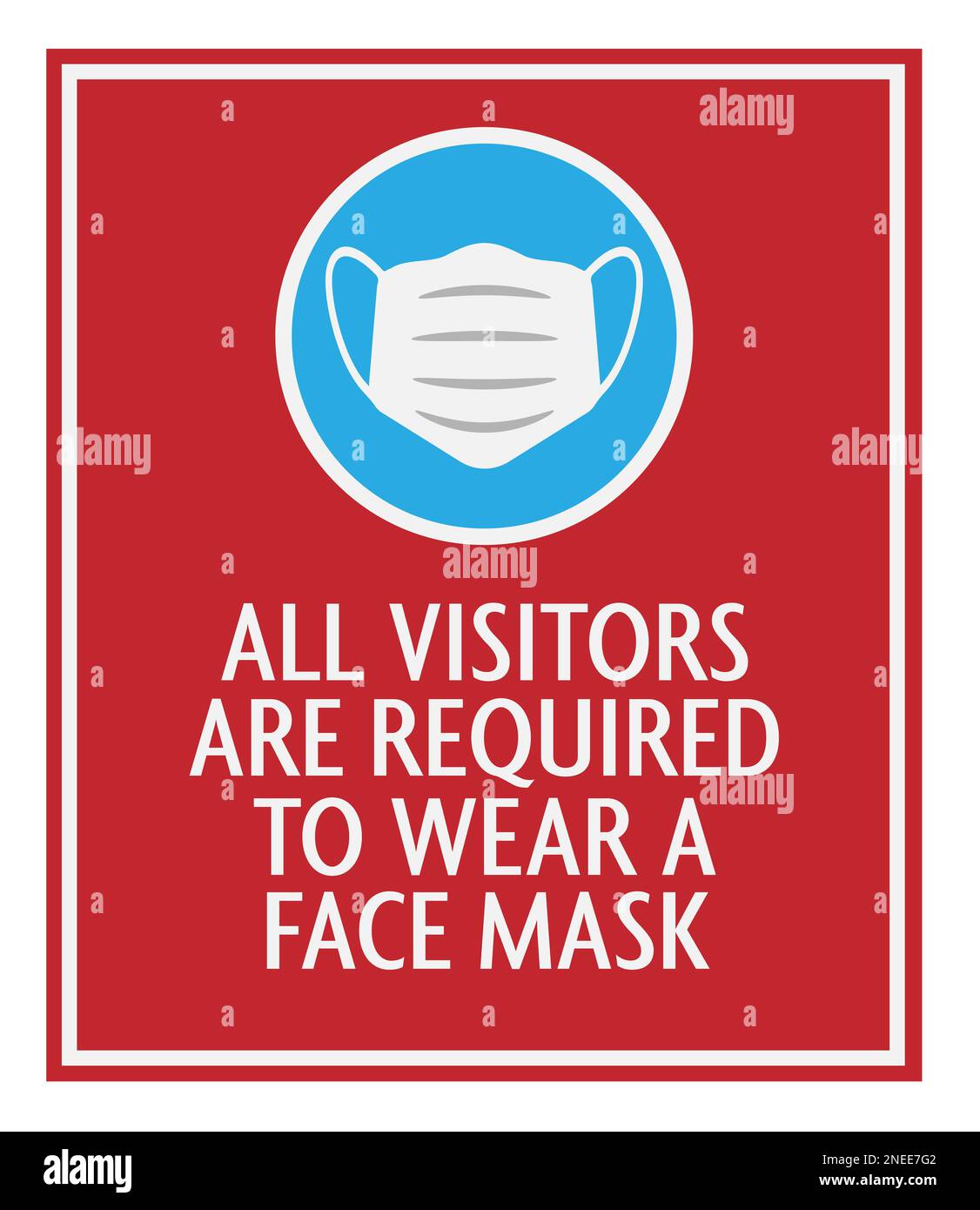 maschera rossa del volto segnale richiesto con l'icona di copertura del volto protettivo immagine vettoriale Foto Stock