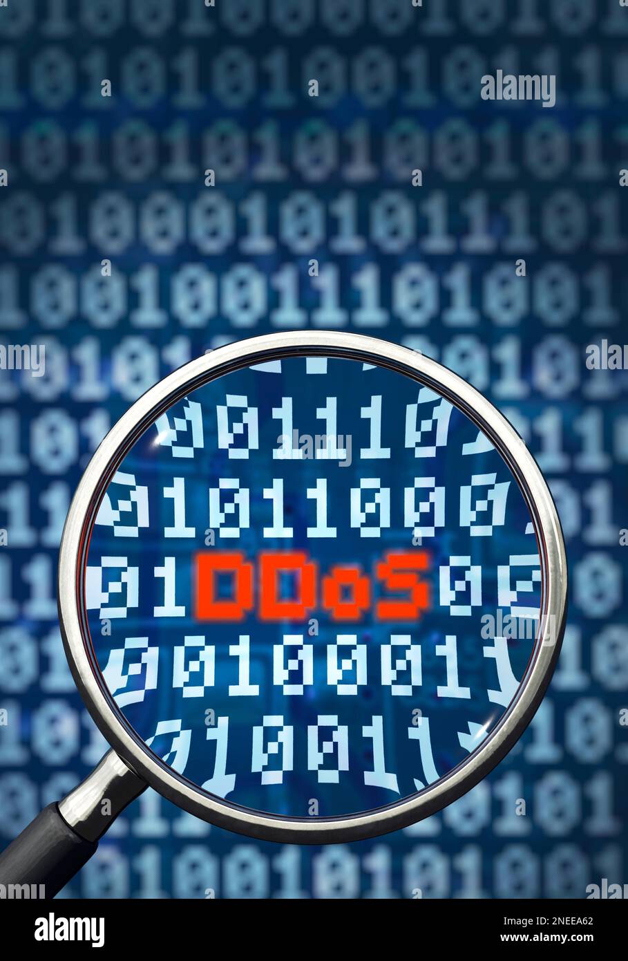 DDoS, attacco, DOS, cyberspazio, server, Attacco DDoS, Denial of Service, sovraccarico, rete di dati, PC, hacker, rete, dati, pericolo, computer Foto Stock
