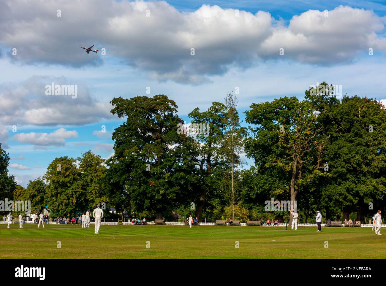 Mappa del cricket Village a Toft Cricket Club a Knutsford Cheshire Inghilterra UK uno sport estivo tradizionale. Foto Stock