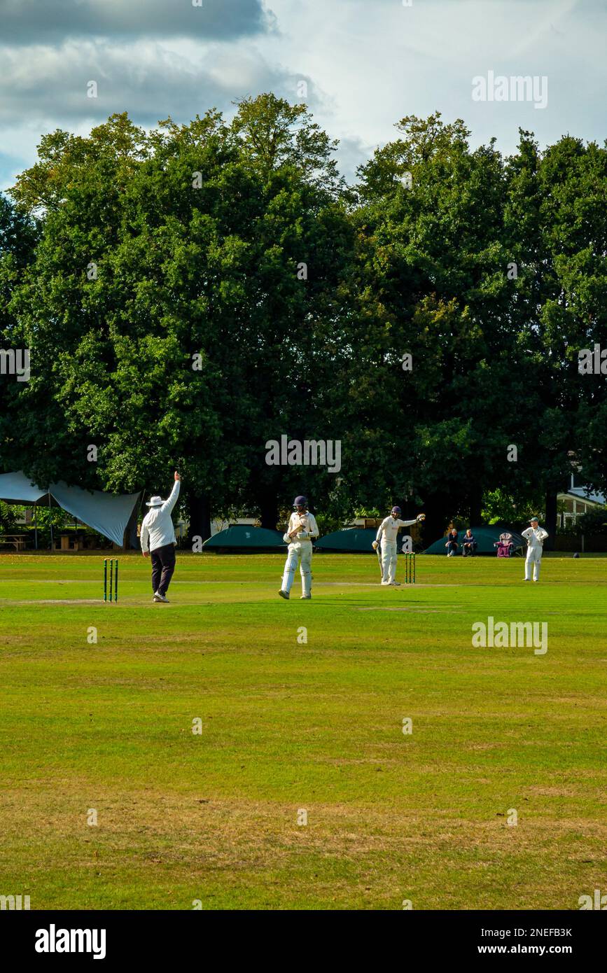 Mappa del cricket Village a Toft Cricket Club a Knutsford Cheshire Inghilterra UK uno sport estivo tradizionale. Foto Stock