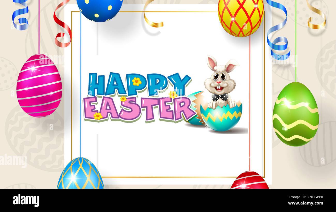 Buon biglietto di auguri di pasqua con coniglio Foto Stock