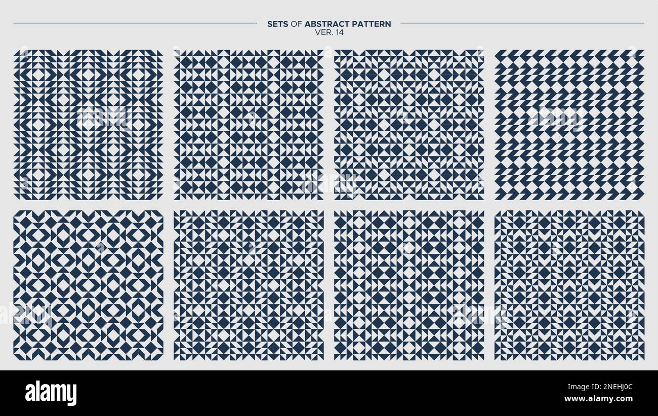 Set di design minimalista con motivo a freccia senza cuciture. Schemi astratti triangolari Illustrazione Vettoriale