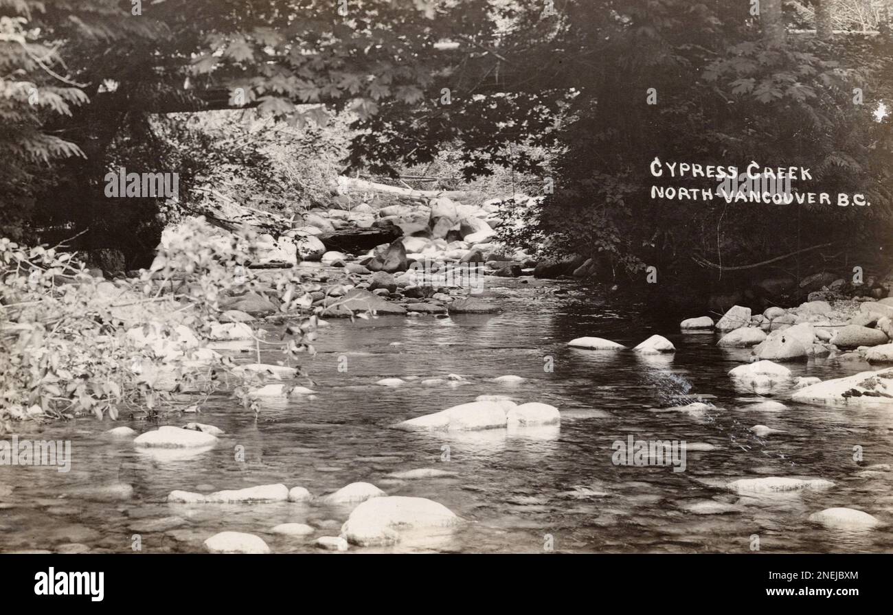 Cypress Creek, North Vancouver BC Canada, circa 1910s cartolina. fotografo non identificato Foto Stock