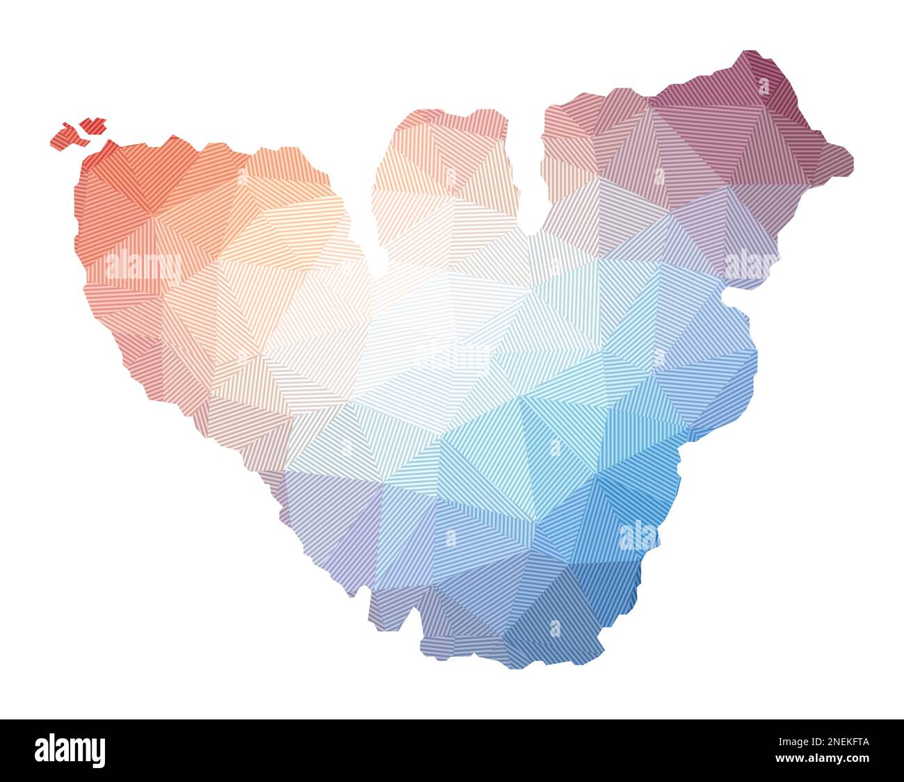 Mappa di Moorea. Bassa illustrazione poly dell'isola. Disegno geometrico a strisce. Tecnologia, Internet, concetto di rete. Illustrazione vettoriale. Illustrazione Vettoriale