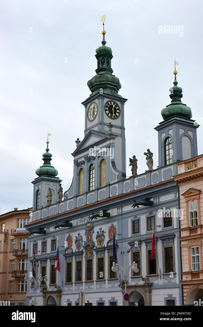 Municipio, Přemysl Otakar II. Square, České Budějovice, Regione della Boemia Meridionale, Repubblica Ceca, Europa Foto Stock