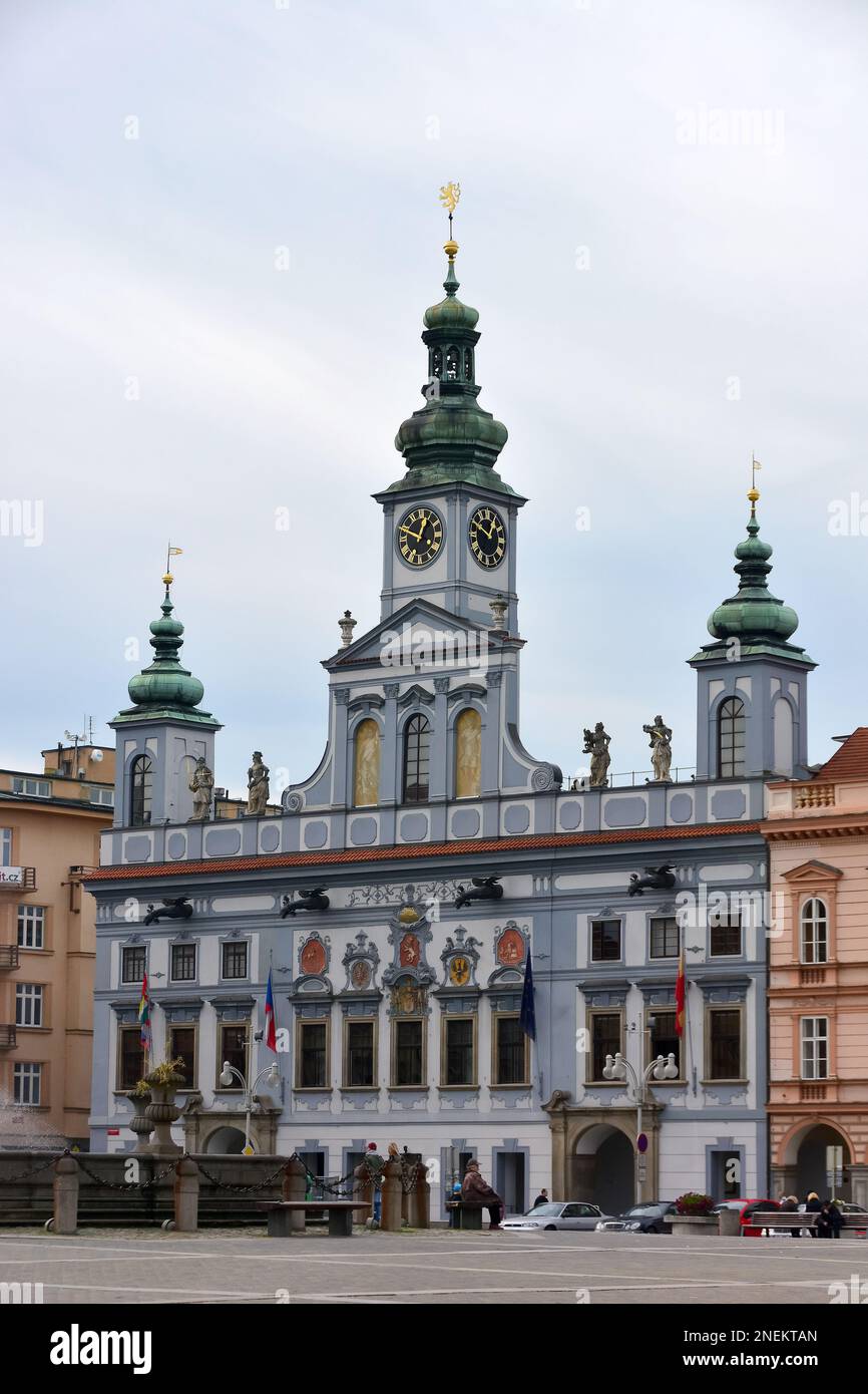 Municipio, Přemysl Otakar II. Square, České Budějovice, Regione della Boemia Meridionale, Repubblica Ceca, Europa Foto Stock