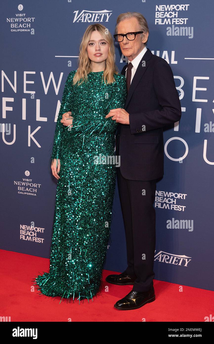 Aimee Lou Wood e Billy Nighy partecipano all'evento Newport Beach Film Festival UK Honours, al Londoner Hotel, nel centro di Londra. Data immagine: Giovedì 16 febbraio 2023. Foto Stock