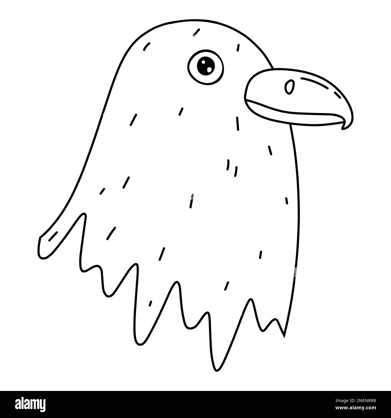 Icona dell'aquila carina in stile doodle disegnato a mano. Divertente testa di uccello icona vettoriale per il web design isolato su sfondo bianco Illustrazione Vettoriale
