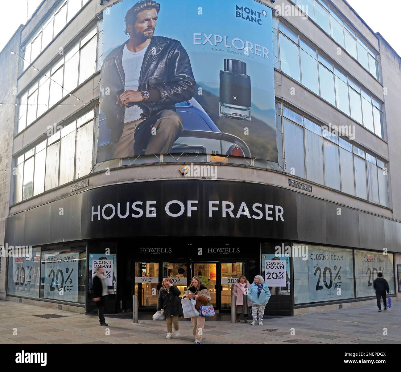 Howells di Cardiff storico grande magazzino, House of Fazer. Chiusura della vendita. 2023 Cardiff. Data febbraio 2023. Inverno. Foto Stock