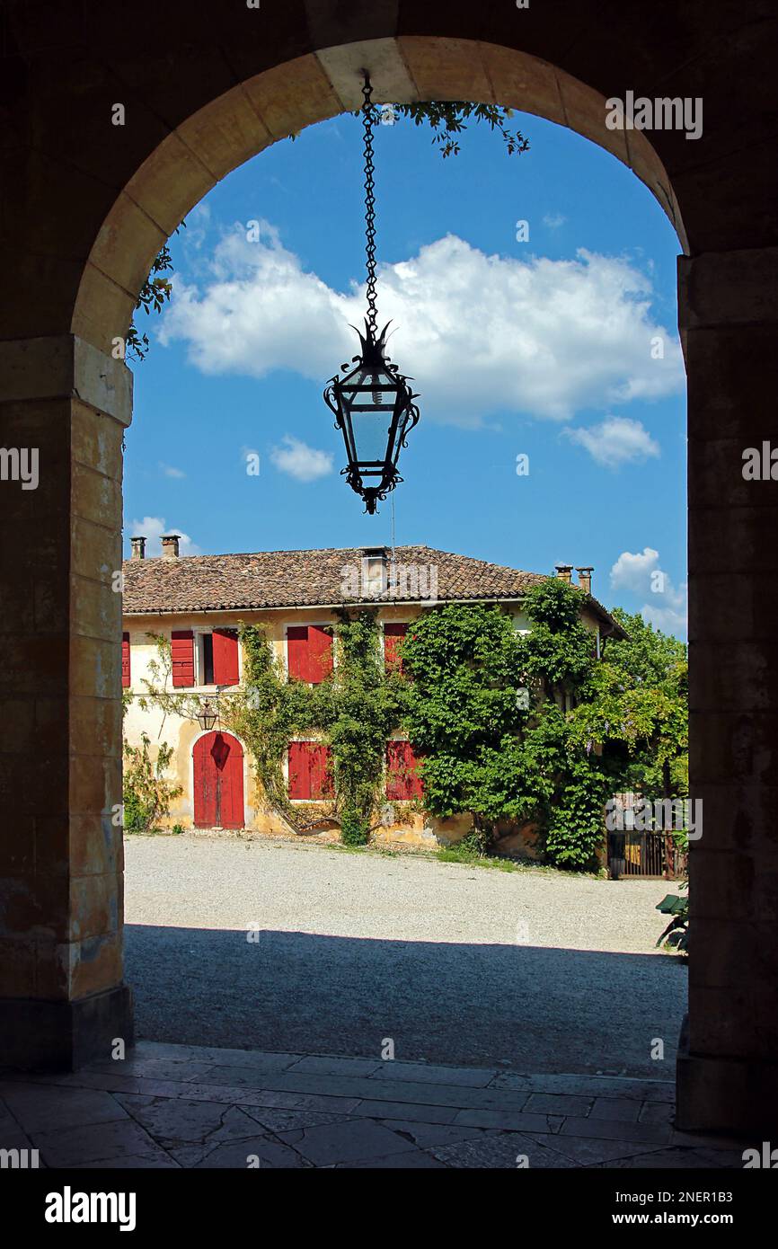 Scorcio da un portico di Villa Barbaro, Veneto, Italia Foto Stock